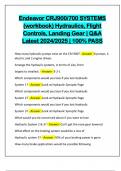 Endeavor CRJ900&sol;700 SYSTEMS &lpar;workbook&rpar; Hydraulics&comma; Flight Controls&comma; Landing Gear &vert; Q&A Latest 2024&sol;2025 &vert; 100&percnt; PASS