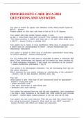 PROGRESSIVE CARE RN A 2024 QUESTIONS AND ANSWERS