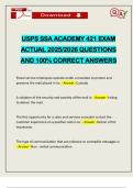USPS SSA ACADEMY 421 EXAM ACTUAL 2025&sol;2026 QUESTIONS AND 100&percnt; CORRECT ANSWERS