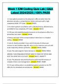 Week 1 E&sol;M Coding Quiz Lab &vert; Q&A Latest 2024&sol;2025 &vert; 100&percnt; PASS