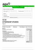 AQA GCSE CITIZENSHIP STUDIES Paper 2&vert; 2024 Combined Question  Paper and Marking Scheme