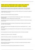 FRONT OFFICE OPERATIONS FINAL EXAM 2025 UPDATED QUESTIONS AND ANSWERS 100&percnt; CORRECT VERIFIED&period;