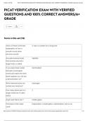 PICAT VERIFICATION EXAM WITH VERIFIED QUESTIONS AND 100&percnt; CORRECT ANSWERS&sol;A&plus; GRADE