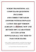  NUR283 TRANSITIONS&colon; ALL COMP EXAMS QUESTIONS INCLUDED AND CORRECT DETAILED ANSWERS WITH RATIONALES LATEST 2024-2025 VERSION ALREADY A GRADED &vert; NEW AND REVISED 100&percnt; GUARANTEED SUCCESS AFTER DOWNLOAD&lpar;ALL YOU NEED TO PASS YOUR EXAMS&rpar;
