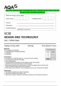 AQA GCSE DESIGN AND TECHNOLOGY Unit 1 Written Paper&vert; 2024 Combined  Question Paper and Marking Scheme
