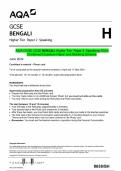 AQA GCSE GCSE BENGALI Higher Tier Paper 2 Speaking&vert; 2024  Combined Question Paper and Marking Scheme 