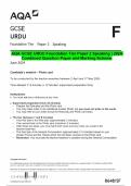 AQA GCSE URDU Foundation Tier Paper 2 Speaking &vert; 2024  Combined Question Paper and Marking Scheme