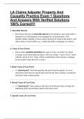 LA Claims Adjuster Property And Causality Practice Exam 1 Questions And Answers With Verified Solutions 100&percnt; Correct&excl;&excl;&excl;