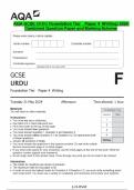 AQA GCSE URDU Foundation Tier Paper 4 Writing&vert; 2024  Combined Question Paper and Marking Scheme 