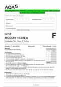 AQA GCSE MODERN HEBREW Foundation Tier Paper 4 Writing&vert; 2024 Combined  Question Paper and Marking Scheme 