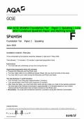 AQA GCSE SPANISH Foundation Tier Paper 2 Speaking&vert; June  2024 Combined Question Paper and Marking Scheme