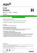 AQA GCSE SPANISH Higher Tier Paper 2 Speaking &vert;2024 Combined Question  Paper and Marking Scheme 
