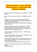 DONOR ASSISTANT CLASS TRAINING REVIEW EXAM ALL QUESTIONS AND VERIFIED ANSWERS