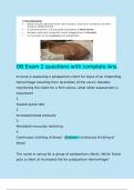   OB Exam 2 questions with complete Ans&period;  A nurse is assessing a postpartum client for signs of an impending hemorrhage resulting from laceration of the cervix&period; Besides monitoring the client for a firm uterus&comma; what other assessment is important&quest; 1 Slowed 
