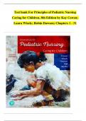 Test bank For Principles of Pediatric Nursing Caring for Children&comma; 8th Edition by Kay Cowen&semi; Laura Wisely&semi; Robin Dawson&semi; Chapters 1 - 31 &emsp;