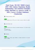 Final Exam&colon; NR 503&sol; NR503 &lpar;Latest 2025&sol; 2026 Update&rpar; Population Health&comma; Epidemiology and Statistical Principles Guide&vert; Questions & Answers&vert; Grade A&vert; 100&percnt; Correct &lpar;Verified Solutions&rpar;- Chamberlain