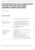 PSYCHOPHARM FINAL EXAM LATEST VERSION WITH 100&percnt; COMPLETE AND CORRECT ANSWERS&sol;A&plus; GRADE GUARANTEED