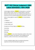 NUFT 202 Clinical Judgment &vert; Q&A Latest 2024&sol;2025 &vert; 100&percnt; PASS