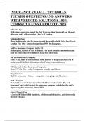 INSURANCE EXAM 1 - TCU BRIAN TUCKER QUESTIONS AND ANSWERS WITH VERIFIED SOLUTIONS 100&percnt; CORRECT LATEST UPDATED 2025