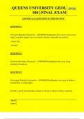  QUEENS UNIVERSITY GEOL 104 &vert; FINAL EXAM QUESTIONS AND ANSWERS 2025
