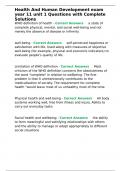 Health And Human Development exam year 11 unit 1 Questions with Complete Solutions