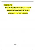 Test Bank for Microbiology Fundamentals&colon; A Clinical Approach&comma; 4th Edition &lpar;Cowan&rpar;&comma; Chapters 1 - 22