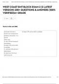 WEST COAST EMT BLOCK EXAM 2 &lpar;2 LATEST VERSION&rpar; 200&plus; QUESTIONS & ANSWERS &lpar;100&percnt; VERIFIED&rpar;A&plus; GRADE