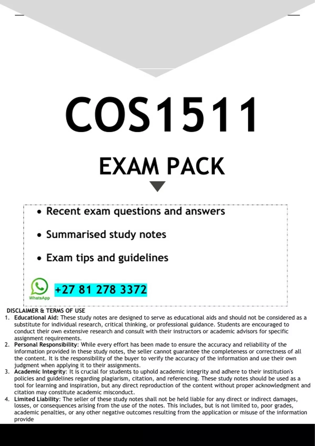 COS1511 EXAM PACK 2025 - DISTINCTION GUARANTEED - Introduction to ...