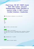 Final Exam&colon; NR 507&sol; NR507 &lpar;Latest 2025&sol; 2026 Update&rpar; Advanced Pathophysiology Guide&vert; Questions & Answers&vert; Grade A&vert; 100&percnt; Correct &lpar;Verified Solutions&rpar;- Chamberlain