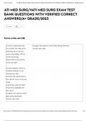 ATI MED SURG&sol;VATI MED SURG EXAM TEST BANK QUESTIONS WITH VERIFIED CORRECT ANSWERS&sol;A&plus; GRADE&sol;2023
