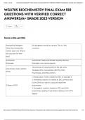 WGU785 BIOCHEMISTRY FINAL EXAM 100 QUESTIONS WITH VERIFIED CORRECT ANSWERS&sol;A&plus; GRADE 2023 VERSION