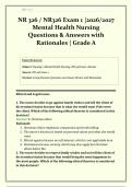 NR 326 &sol; NR326 Exam 1 Chamberlain  &vert; 2026&sol;2027 &vert; Mental Health Nursing  &vert; Questions & Answers with Rationales &vert; Grade A &vert; Verified Solutions