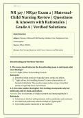 NR 327 &sol; NR327 Exam 2 Chamberlain &vert;  2026&sol;2027 &vert; Maternal-Child Nursing &vert; Questions & Answers with Rationales &vert; Grade A &vert; Verified Solutions 