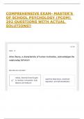 COMPREHENSIVE EXAM- MASTER'S OF SCHOOL PSYCHOLOGY &lpar;PCOM&rpar; 292 QUESTIONS WITH ACTUAL SOLUTIONS&excl;&excl;