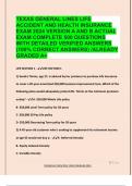 TEXAS GENERAL LINES LIFE  ACCIDENT AND HEALTH INSURANCE  EXAM 2024 VERSION A AND B ACTUAL  EXAM COMPLETE 500 QUESTIONS  WITH DETAILED VERIFIED ANSWERS  &lpar;100&percnt; CORRECT ANSWERS&rpar; &sol;ALREADY  GRADED A&plus;