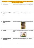 Introduction to Environmental Science and the Scientific Method Exam Test with Verified Answers