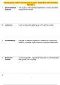 Introduction to Environmental Science Exam test with Verified Answers