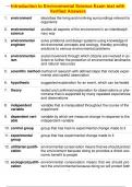 Introduction to Environmental Science Exam test with Verified Answers