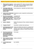 Medical Assistant Certification Exam Test with Verified Answers