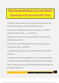 Final Exam-Michigan Life and Health Questions and Answers 100&percnt; Pass