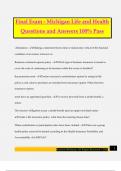 Final Exam - Michigan Life and Health Questions and Answers 100&percnt; Pass