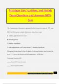 Michigan Life&comma; Accident&comma; and Health Exam Questions and Answers 100&percnt; Pass
