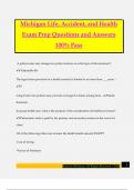 Michigan Life&comma; Accident&comma; and Health Exam Prep Questions and Answers 100&percnt; Pass