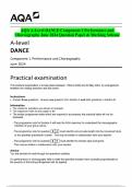 2024 AQA A-Level DANCE Component 1 Performance and  Choreography June 2024 Question Paper & Marking Scheme