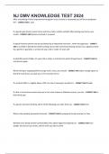 NJ DMV KNOWLEDGE TEST 2024&period; 100 Questions and answers 