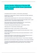 Social Studies Milestone Review 8th Grade Georgia-AESH Exam Questions and Answers