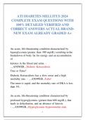 ATI DIABETES MELLITUS 2024  COMPLETE EXAM QUESTIONS WITH  100&percnt; DETAILED VERIFIED AND  CORRECT ANSWERS ACTUAL BRANDNEW EXAM ALREADY GRADED A&plus;