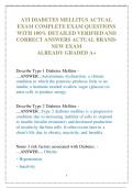 ATI DIABETES MELLITUS ACTUAL  EXAM COMPLETE EXAM QUESTIONS  WITH 100&percnt; DETAILED VERIFIED AND  CORRECT ANSWERS ACTUAL BRANDNEW EXAM  ALREADY GRADED A&plus;