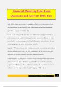Financial Modeling Final Exam Questions and Answers 100&percnt; Pass