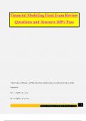 Financial Modeling Final Exam Review Questions and Answers 100&percnt; Pass